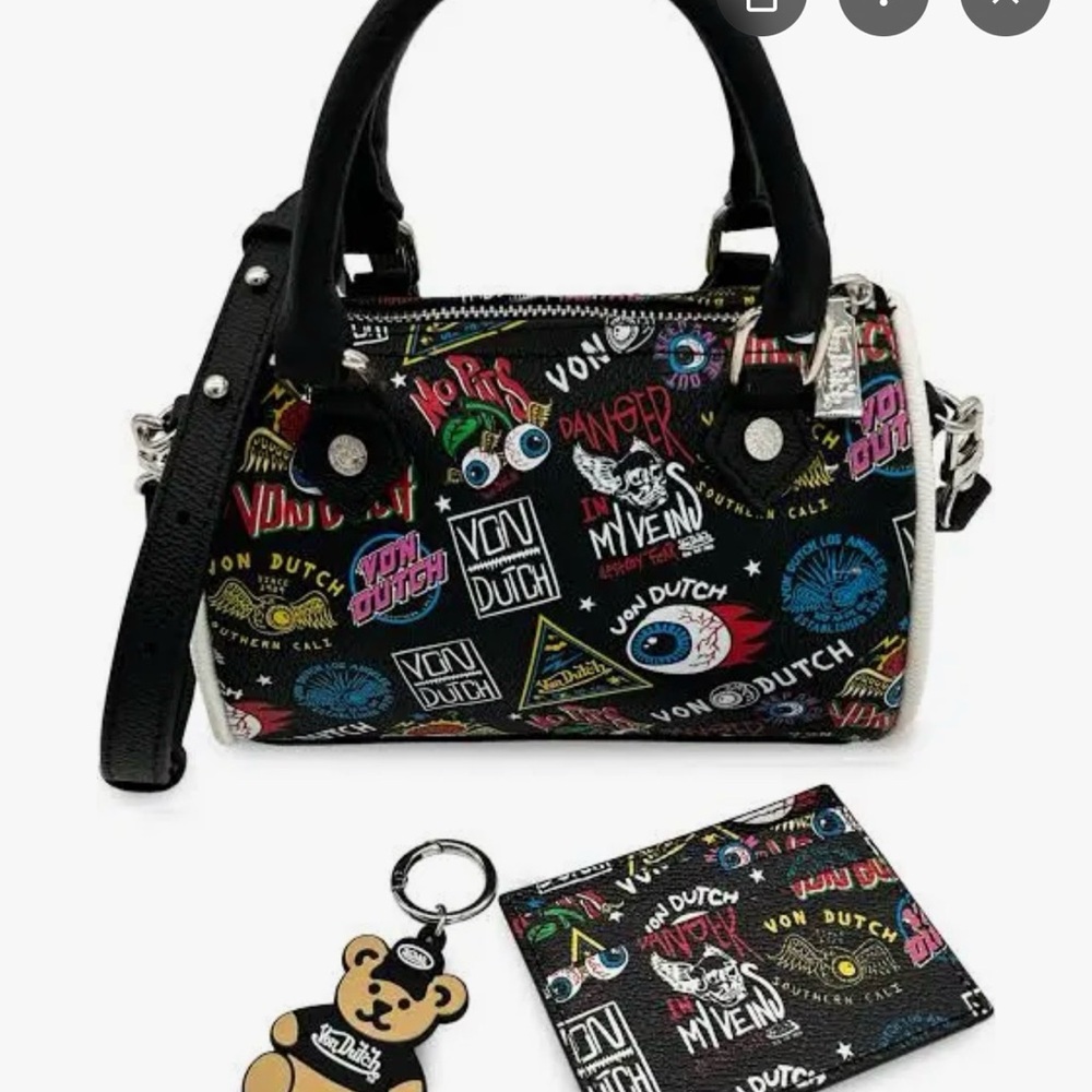 Von Dutch Black Graphic Women's Bag - Picture 2 of 2